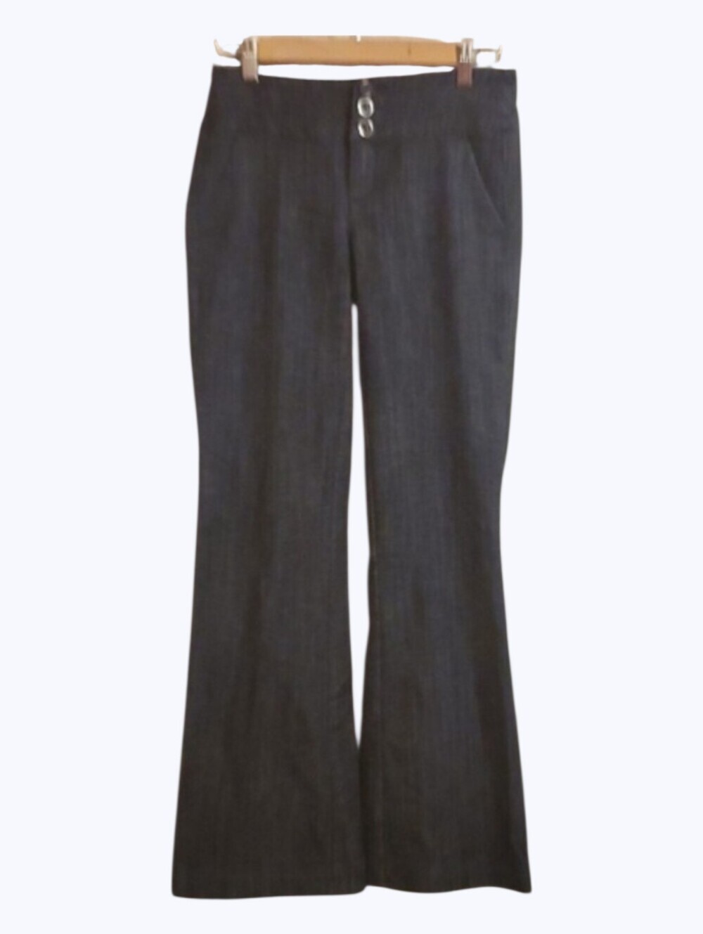 MAURICES Pants Women's Sz 1 / 2 Blue Flare Accent threading Triple Button Close